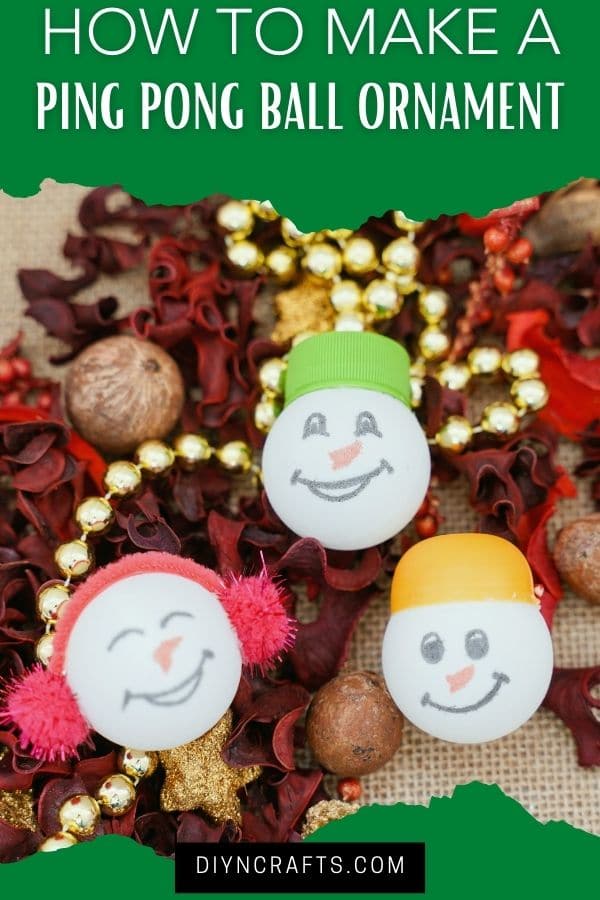 Ping pong ball ornaments on table