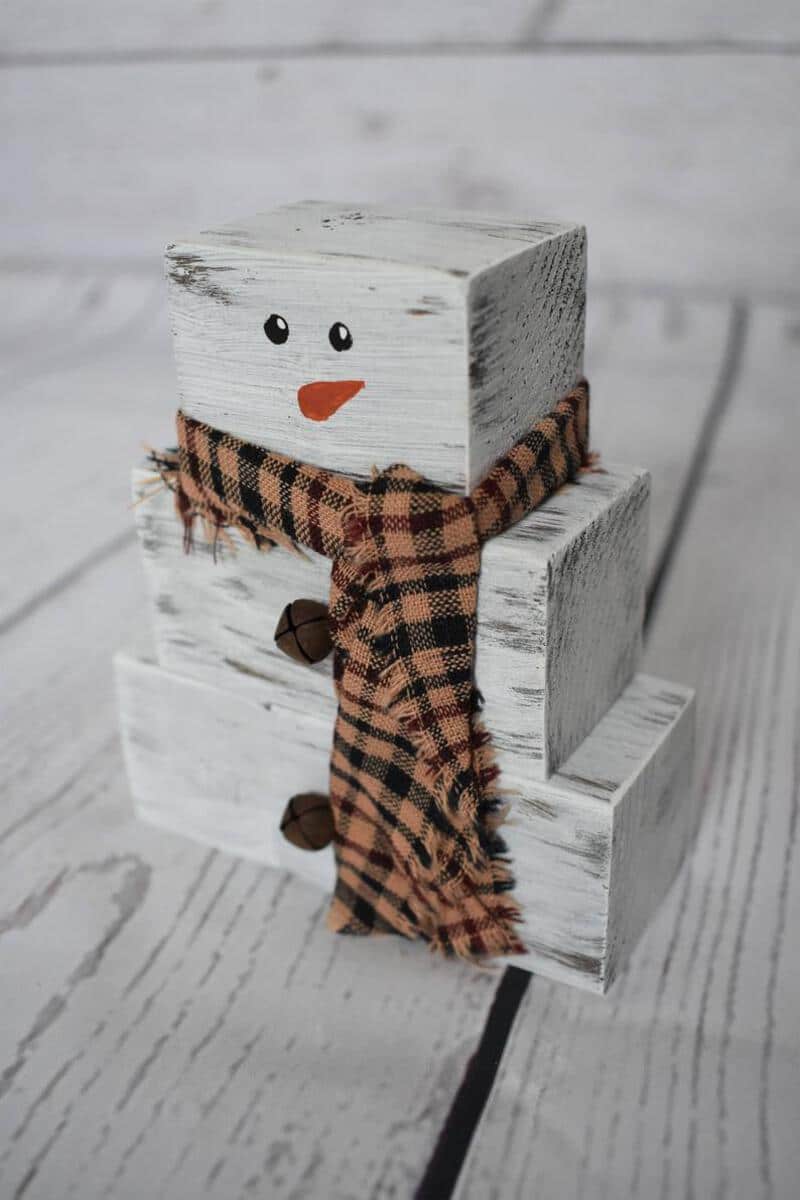 Wood block snowman