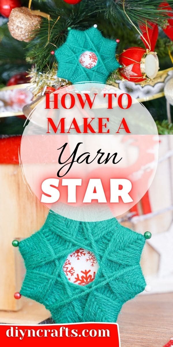 Woven yarn star ornament collage