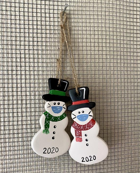 2020 Ceramic Snowman Ornament | Etsy