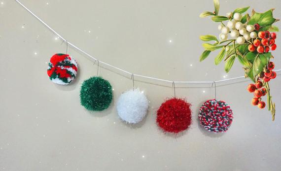 Handmade Pom Pom Ornaments Lots of Colors and Designs | Etsy