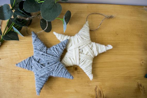 Holiday Christmas Handmade Yarn Star Ornaments Christmas | Etsy