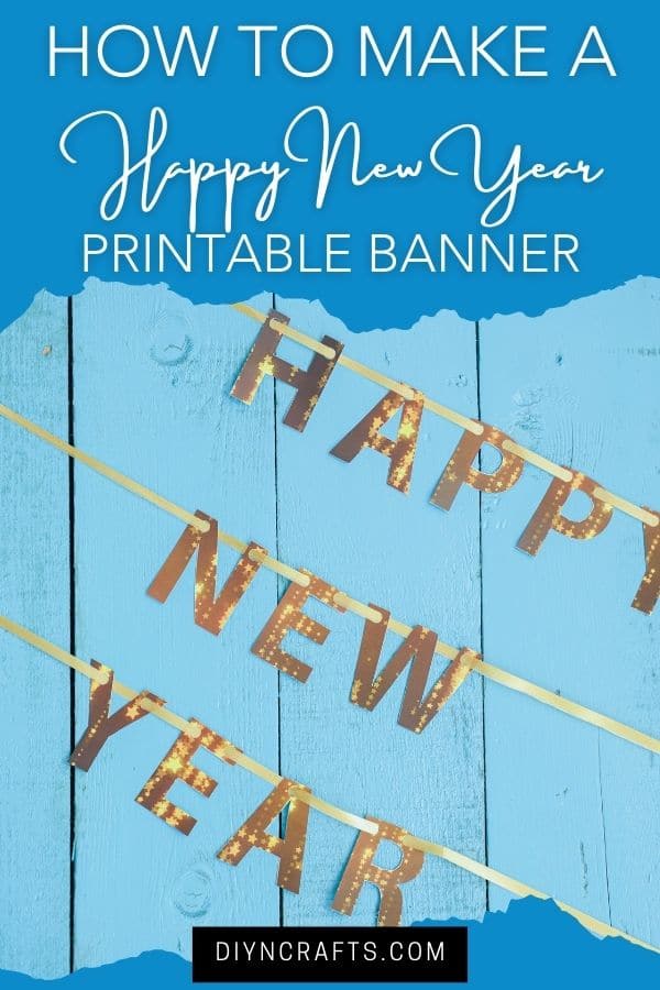 New year banner on blue wood