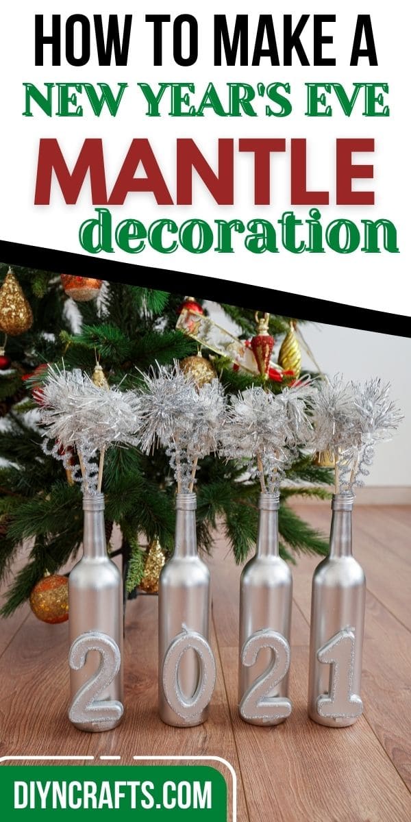 Wine bottle decoration in front of tree