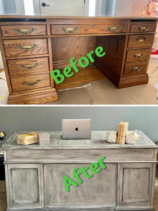 Distressed Desk Furniture Makeover
