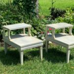 Two end tables on lawn
