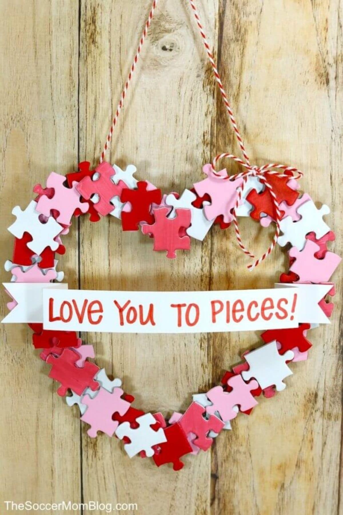Puzzle piece heart wreath