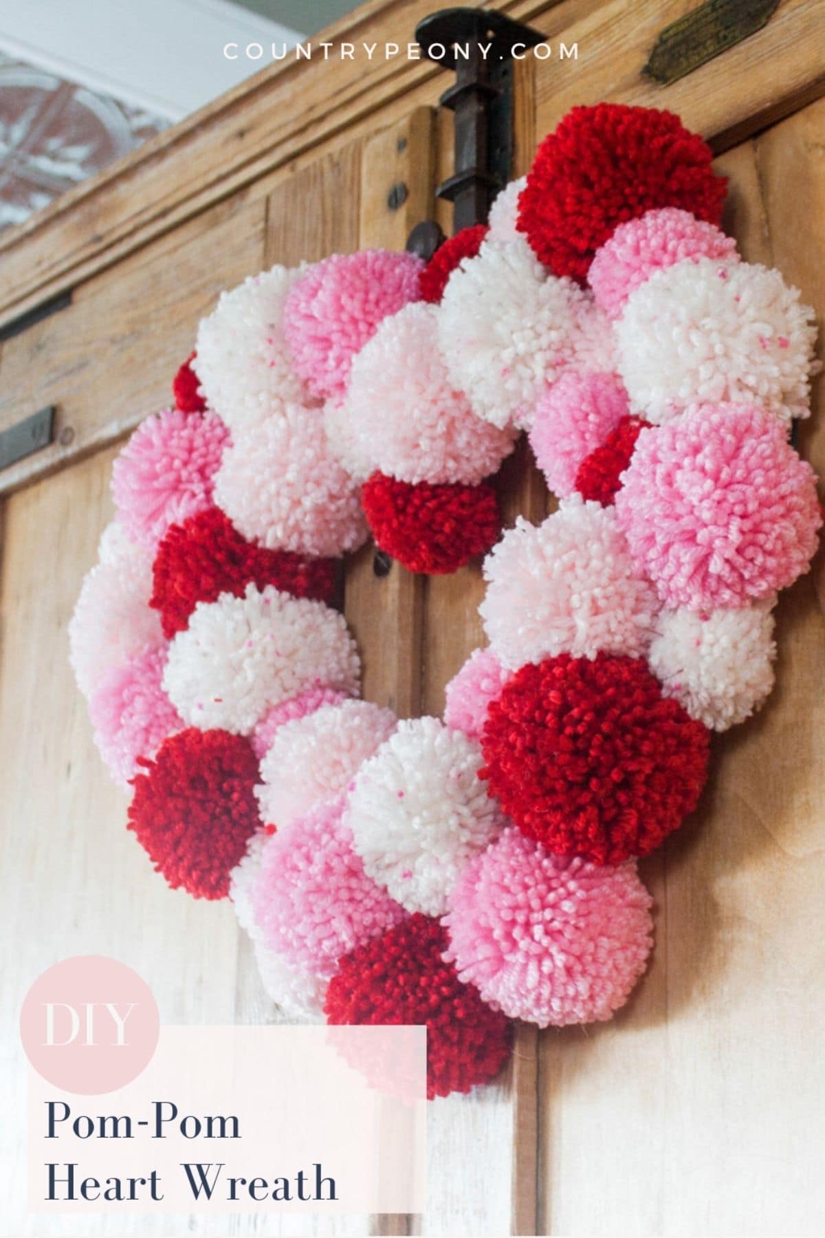Pom pom heart wreath