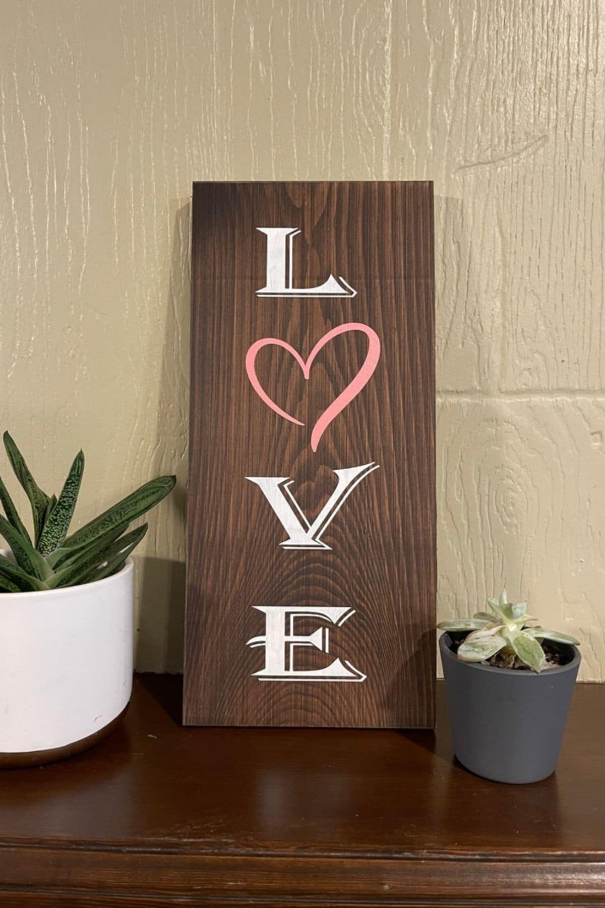 Wooden love sign