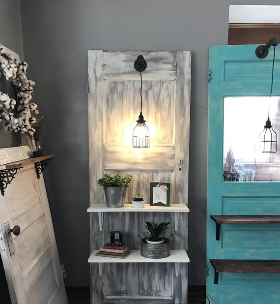 LOCAL Pick Up Only// Reclaimed Vintage Door with Shelves & | Etsy