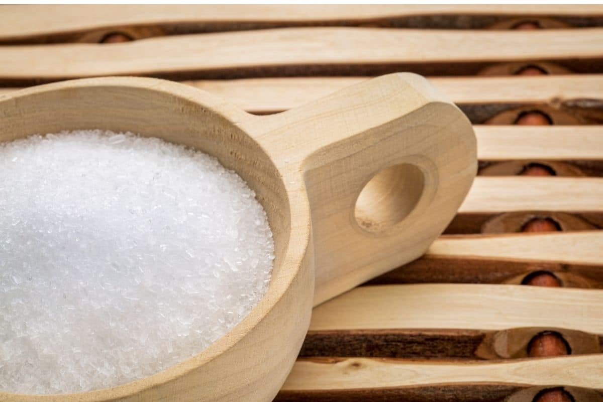 Epsom salts in a wooden cup