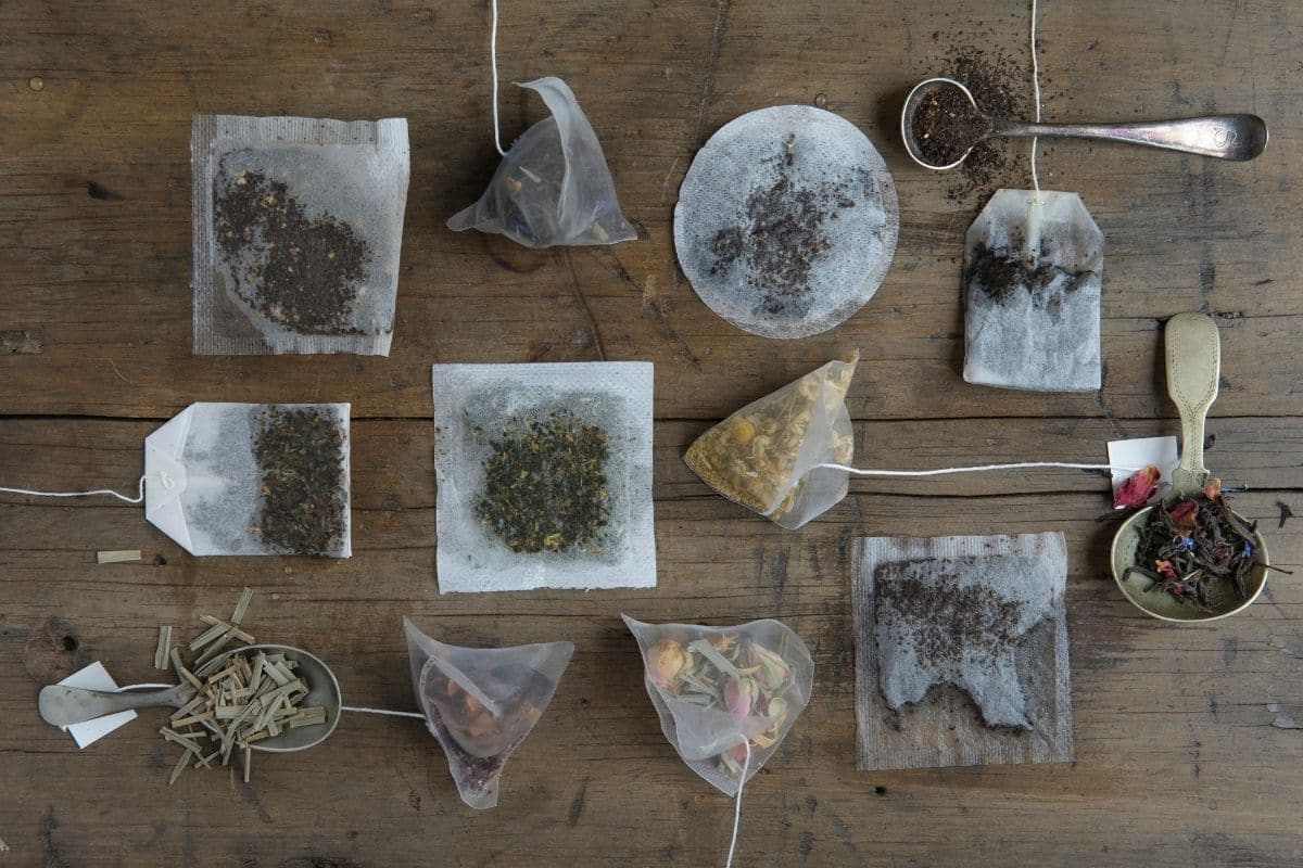 used or consumed variety tea bags in a table