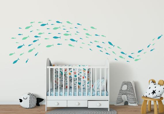Fish Vinyl Wall Decals Shoaling Schooling Nursery Swimming | Etsy