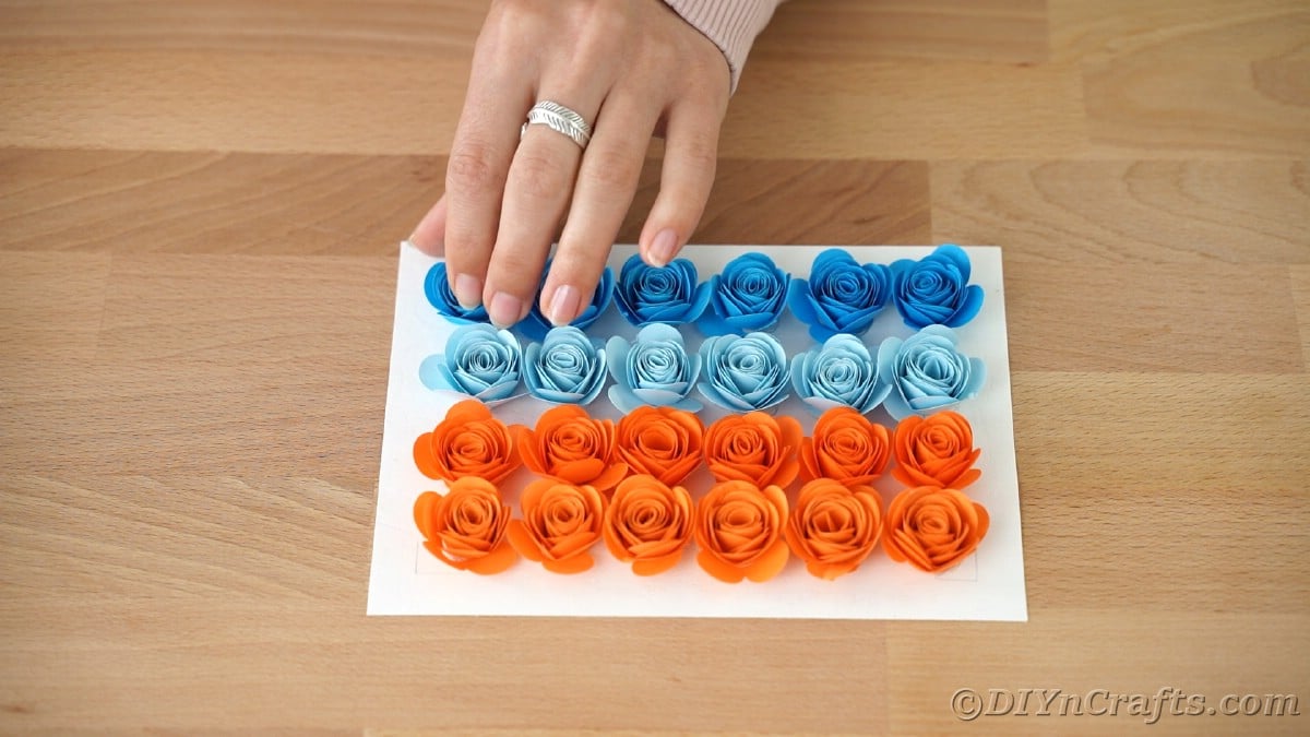 Colorful paper flowers on white background