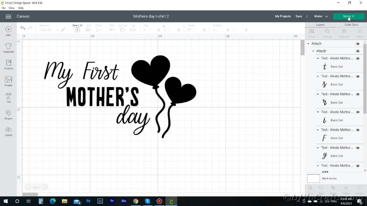 First Mother's Day design in Design Space