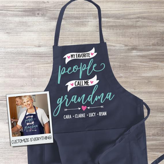 Grandma apron my favorite people call me grandma dark adult | Etsy