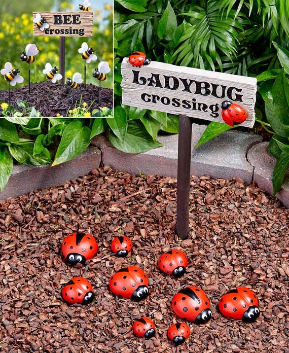Whimsical Ladybug Or Bee Garden Decor Garden Sign Outdoor | Etsy