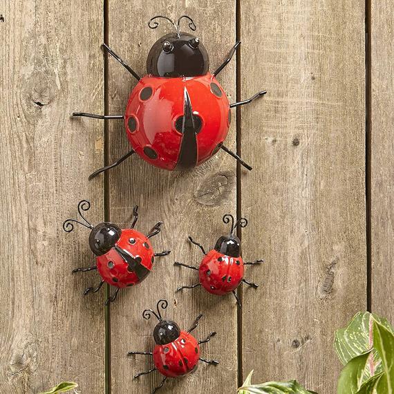 Metal Ladybugs Garden Wall Art Decor Cute Ladybugs for | Etsy