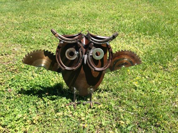 LARGER VERSION: Reduced Shipping Rustic Metal Owl Garden | Etsy