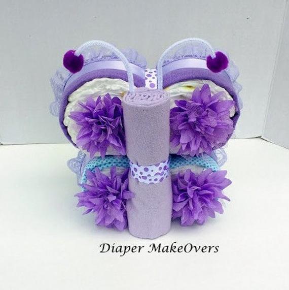 Girl Diaper Cake Unique Diaper Cake Baby Gift Butterfly | Etsy