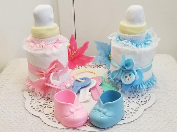 Large Baby Bottle Pacifier Diaper Cake Baby Shower Centerpiece | Etsy