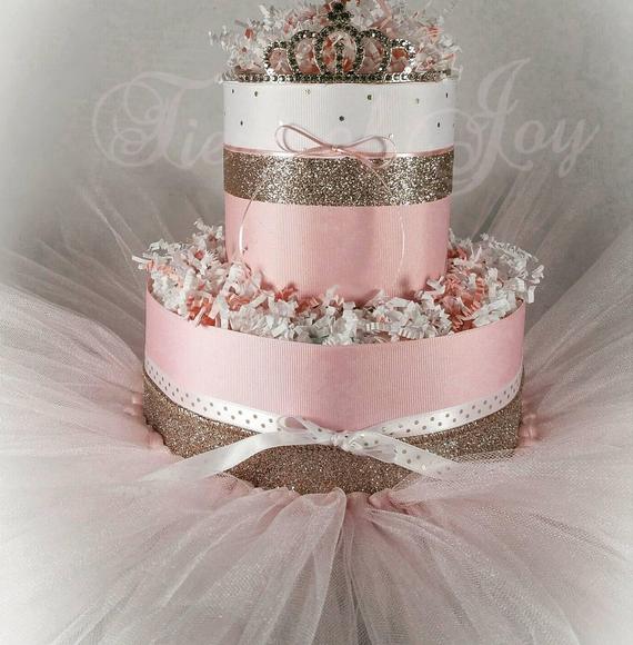 Mini Pink and Gold Diaper Cake Baby Girl Shower Shabby Chic | Etsy