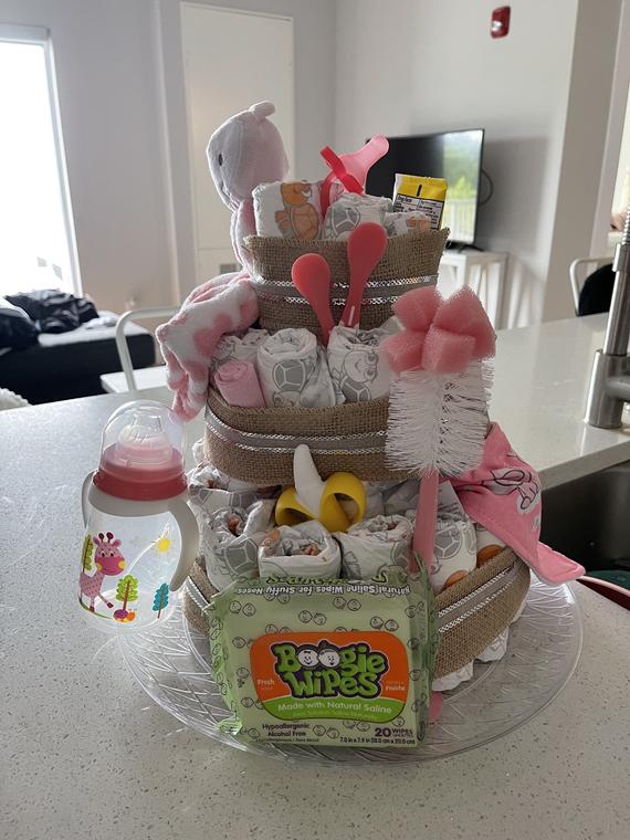 Baby Diaper Cake Includes: Nana Nuby Boogie Wipes Butt | Etsy