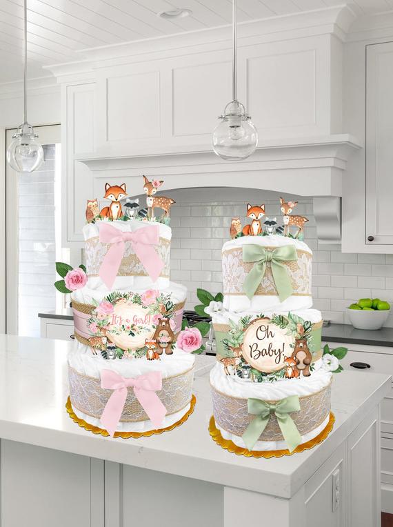 Baby Shower Gift Woodland Creatures Diaper Cake for a Boy or | Etsy