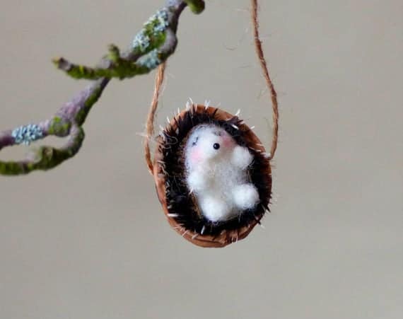 Sleeping hedgehog in a walnut shell Needle felted hedgehog | Etsy