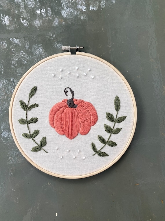 Pumpkin Embroidery Hoop Art, Fall Embroidery, Embroidery Hoop Art