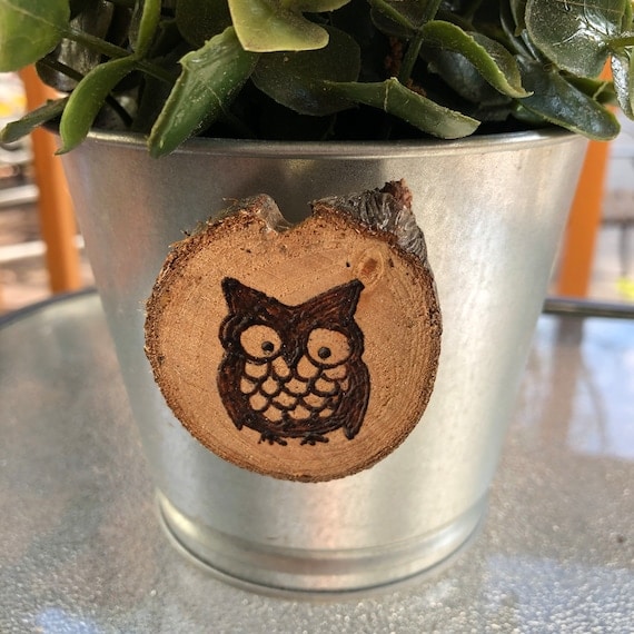 Owl Wood Slice Magnet | Etsy