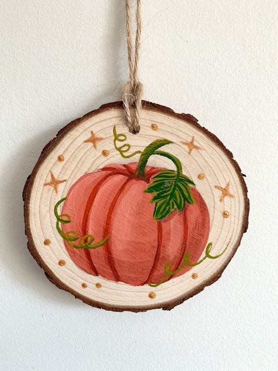 Pumpkin 1 Wood Slice Ornament | Etsy