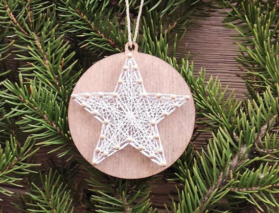 String Art Christmas Tree Ornament Star Silver | Etsy