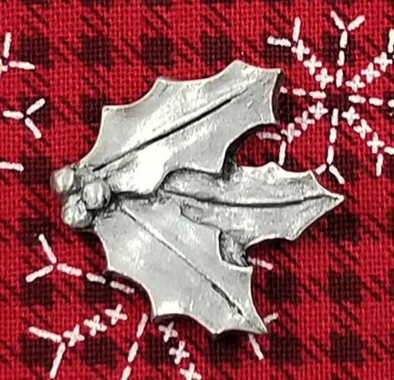 Holly Leaves Pewter Pin Christmas Pins Holiday Pins | Etsy