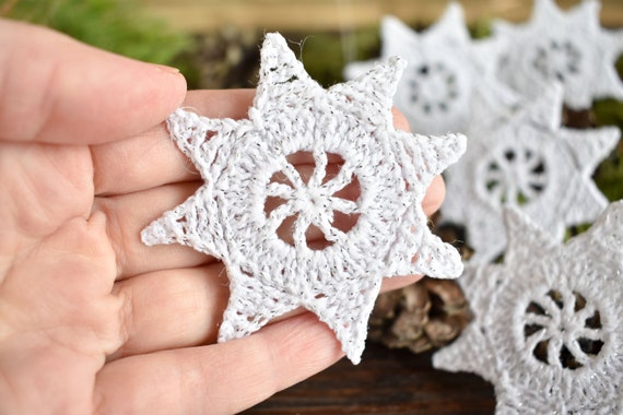 Crochet Stars Set of 6 Crochet Ornaments Christmas Decor | Etsy