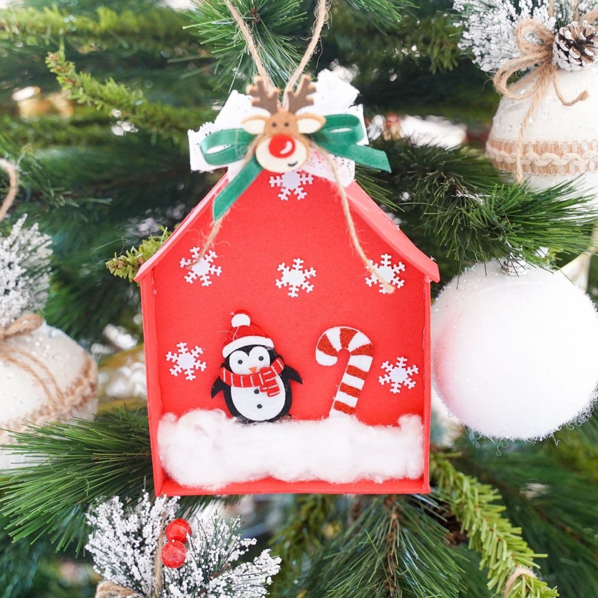 Adorable Foam Penguin House Kids Christmas Craft