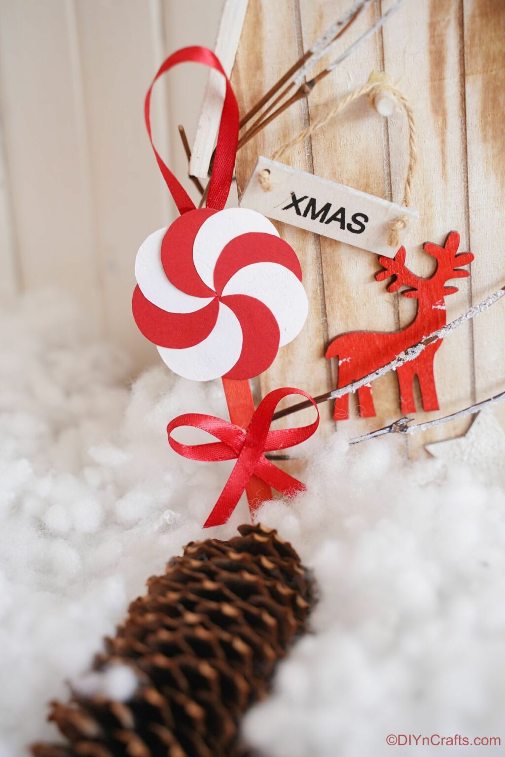 Craft Stick Peppermint Candy Ornament - DIY & Crafts