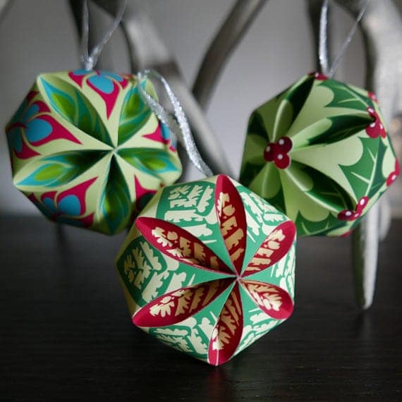 Set of 3 Leaf Inspired 3D Paper Sphere Ornaments | Etsy