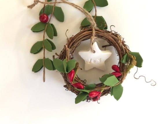 Joy Handmade Ornament joy Clay Star Ornament mini Grapevine | Etsy