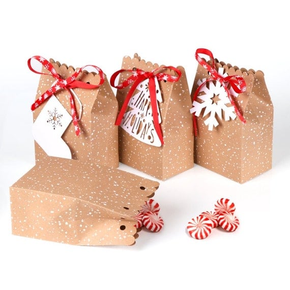 Christmas Gift Bags Kraft Paper Box for Treats Christmas | Etsy