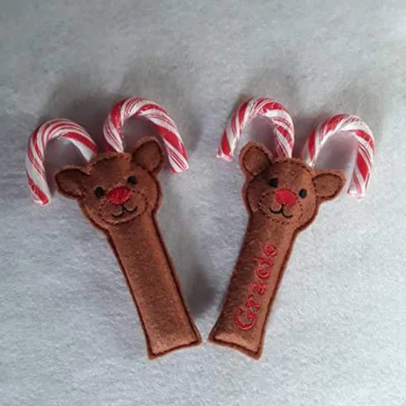 Adorable Reindeer Candy Cane Holders. Personalised or Plain. | Etsy