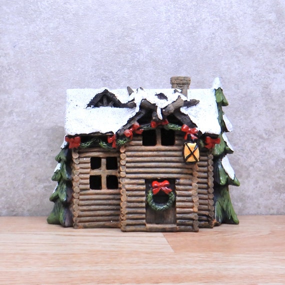 LED Mini Winter Cabin Fairy Garden Miniatures Snow Cabin | Etsy