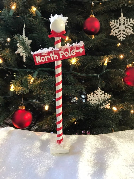 Dollhouse Miniature North Pole Sign W/ Arrow Christmas Snow 1 | Etsy