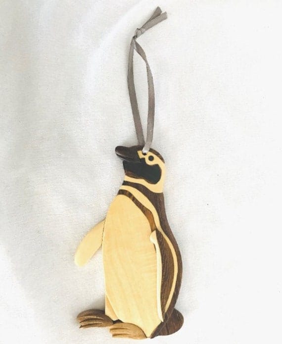 Wood Hand Carved Wooden Penguin Christmas Ornament Gift | Etsy