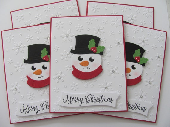 Snowman Cards Christmas Cards Snowman Card Set Greeting | Etsy