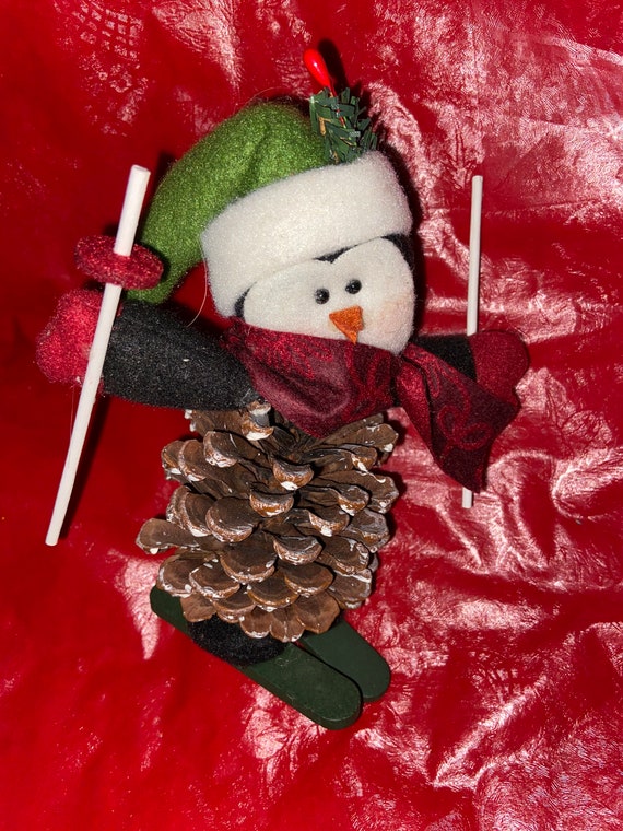 SKIING PINECONE PENGUIN Christmas Ornament Cute Penguin | Etsy