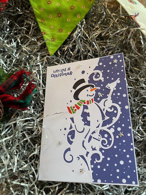 Handmade Snowman Christmas Card | Etsy