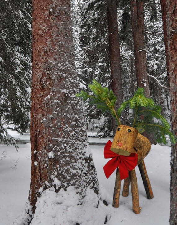Log Reindeer | Etsy