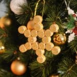 gold cork snowflake on Christmas tree