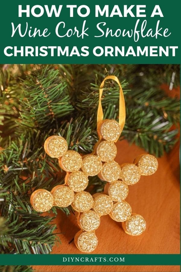 Glittery Wine Cork Snowflake Christmas Ornament - DIY & Crafts